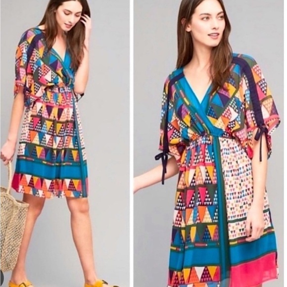 Maeve Multicolor Geometric Dress Anthropologie - Picture 7 of 12